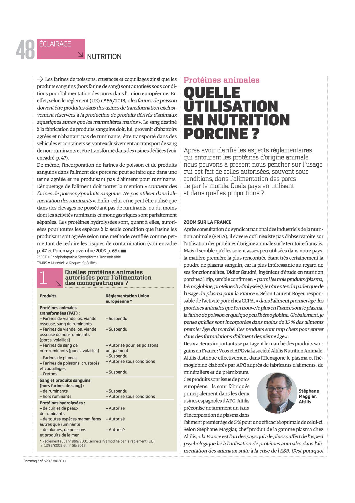 Article proteines animales PORCMAG Mai 2017 p3